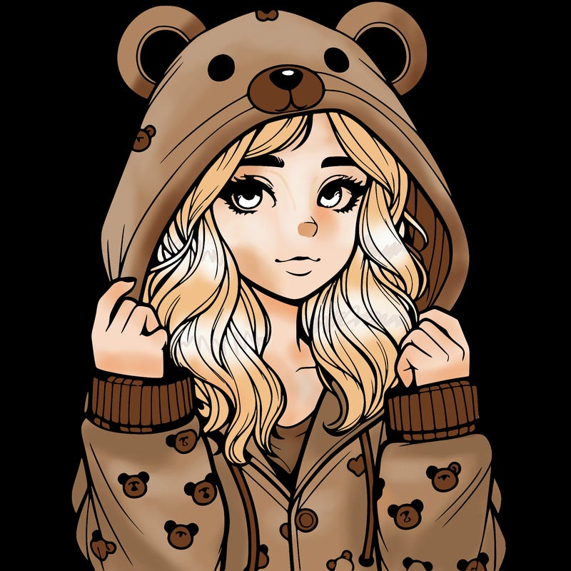 realistic girl in a animal pjs hoodie