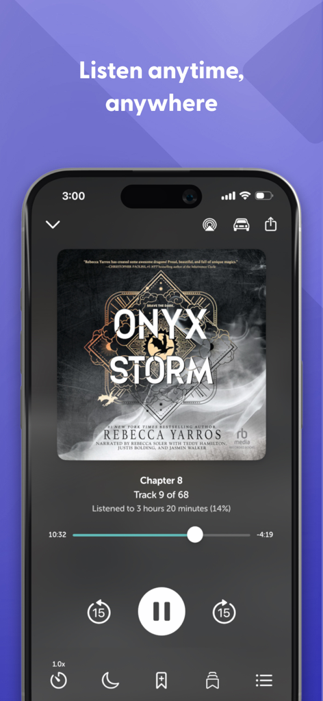 Libro.fm mobile app interface playing an audiobook on a smartphone