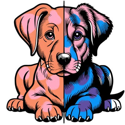 realistic dog split picture