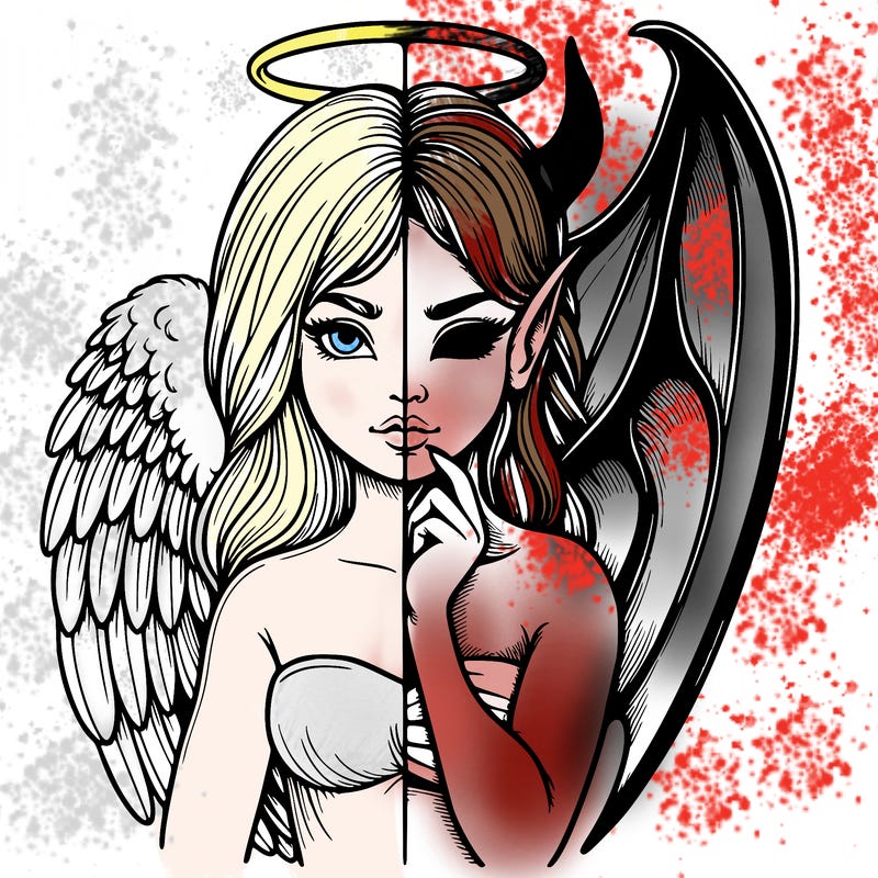 realistic angel half demon