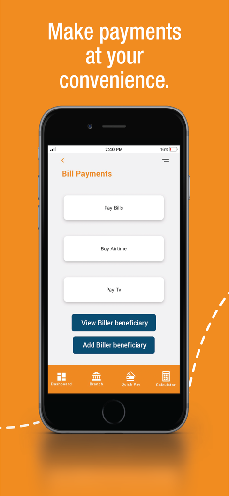 BankOn ZICB App - Interfaz de la app móvil BankOn ZICB que muestra opciones de pago de facturas para tiempo aire y servicios públicos