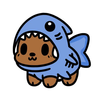 cute dog wearing a shark costume