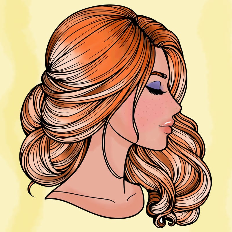 realistic woman's head & hair