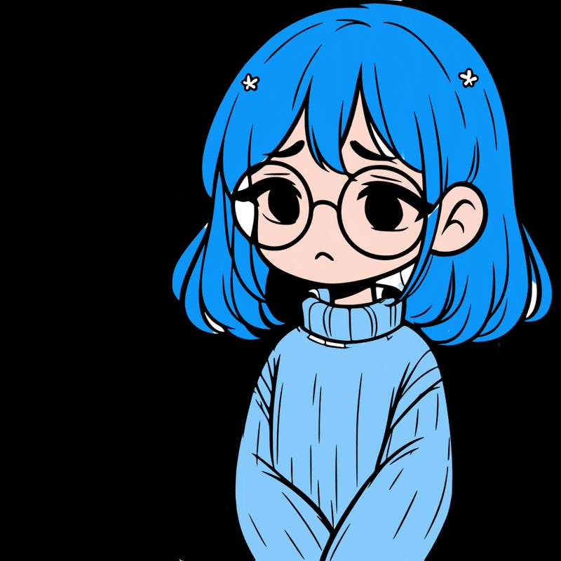 sad girl with glasses in a sweater