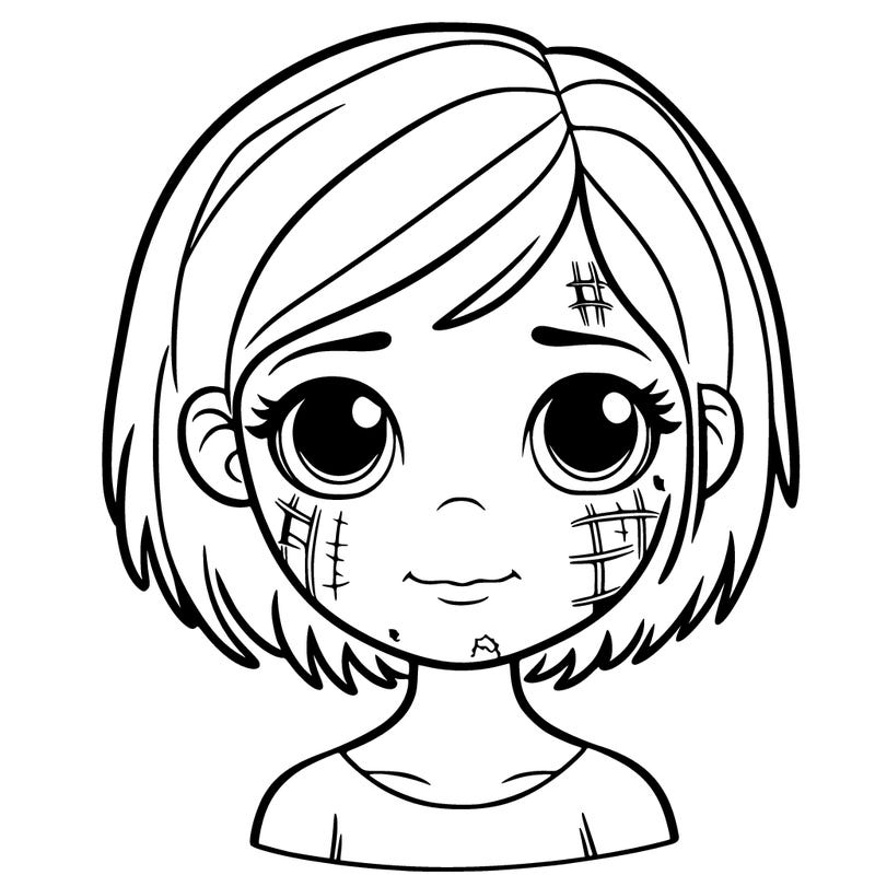 girl with face scars and short hair