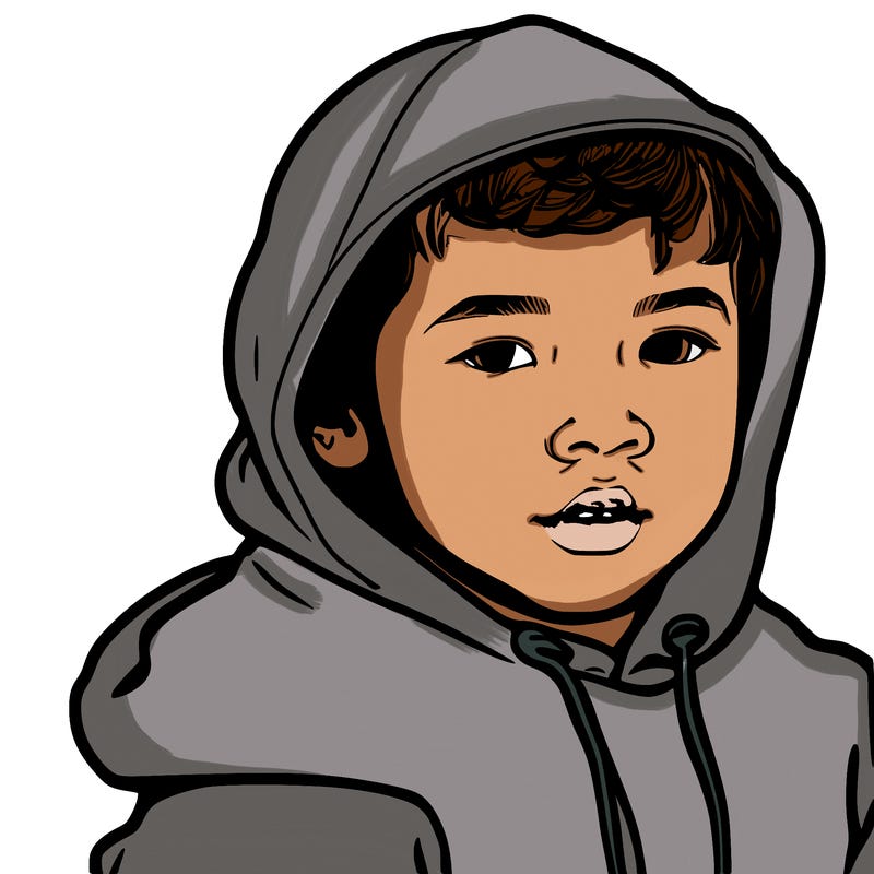 simple drawing of a boy in a hoodie