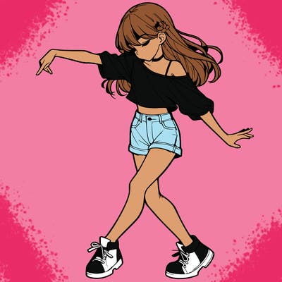 realistic girl danceing
