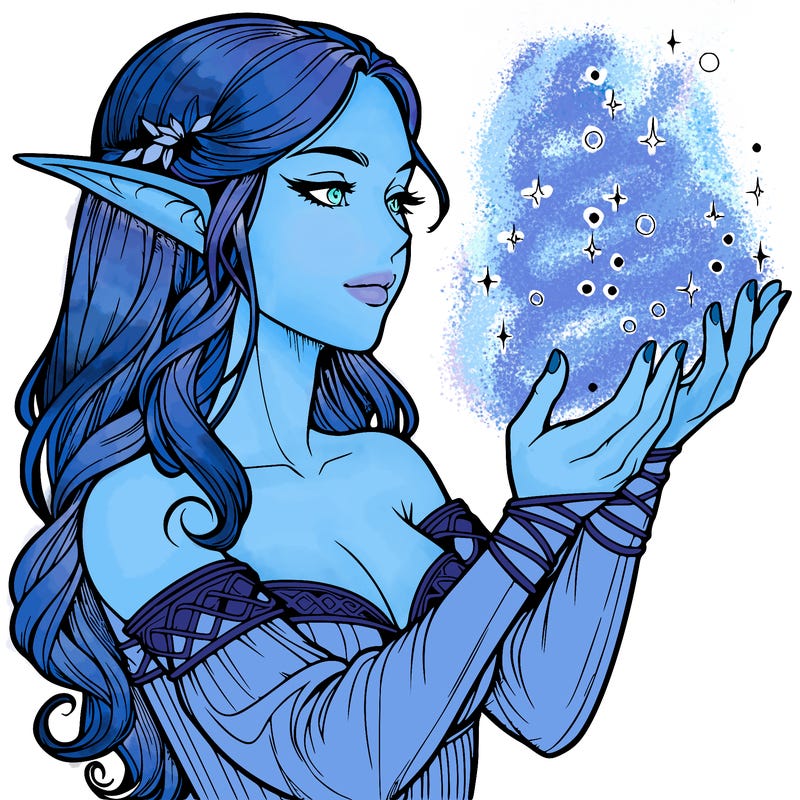 realistic elf girl doing magic