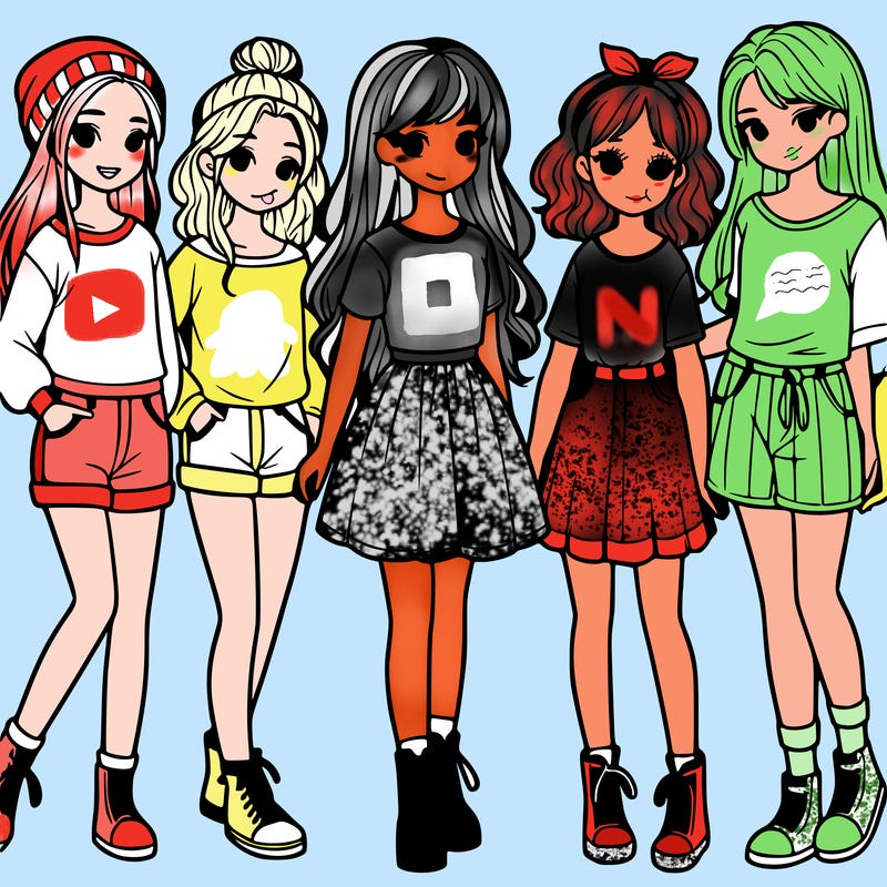 a group of five girls