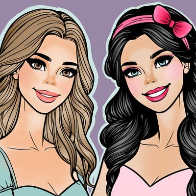 beautiful woman smiling best friends realistic