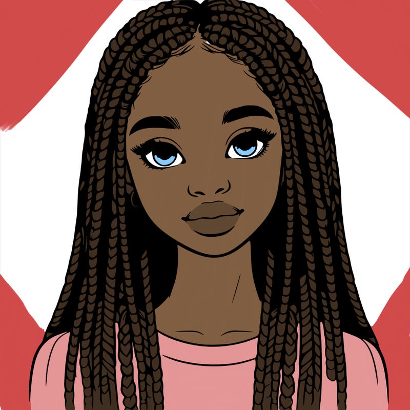 realistic, black girl with braids