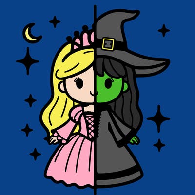 split princess and witch