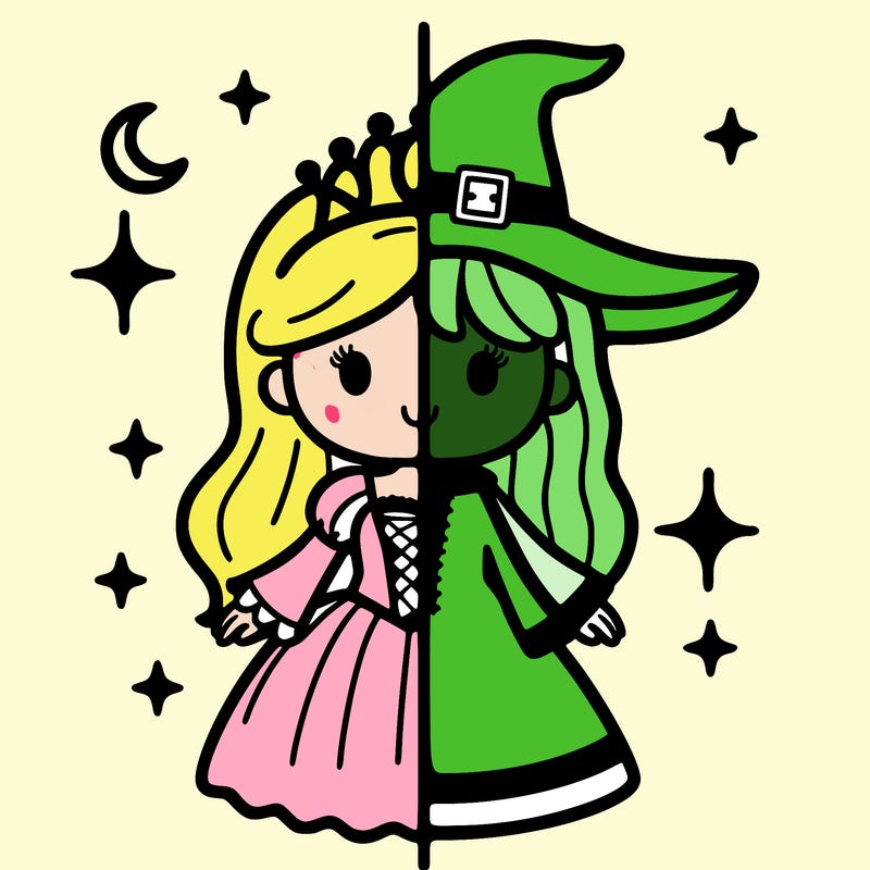 split princess and witch