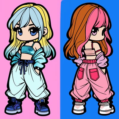 girl in crop top and baggy pants