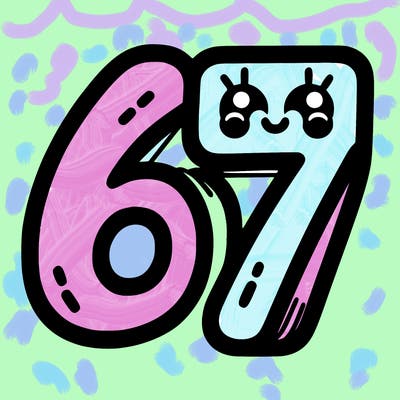 the numbers 67