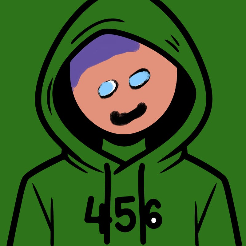a person with non face waering a hoodie with a 456 symbol