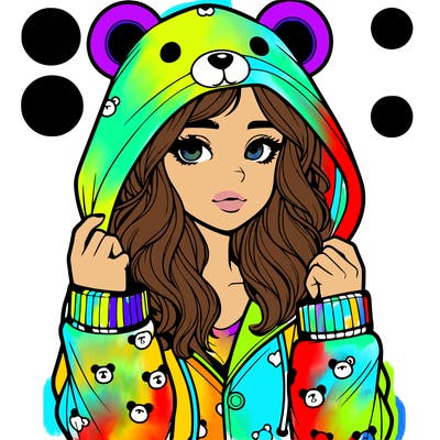 realistic girl in a animal pjs hoodie