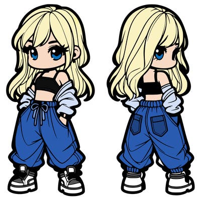 girl in crop top and baggy pants