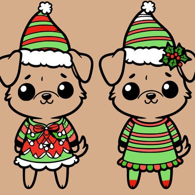 cute christmas dogs in a cute little dress