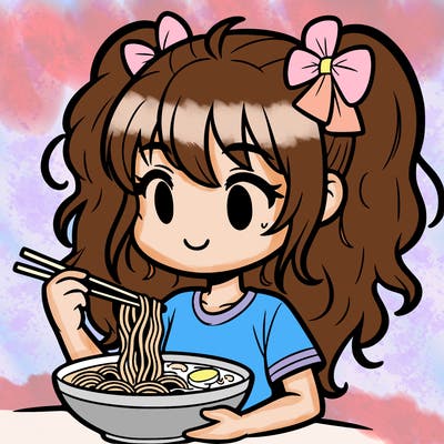 a girl eating ramen