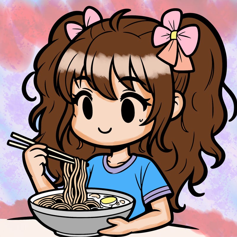a girl eating ramen