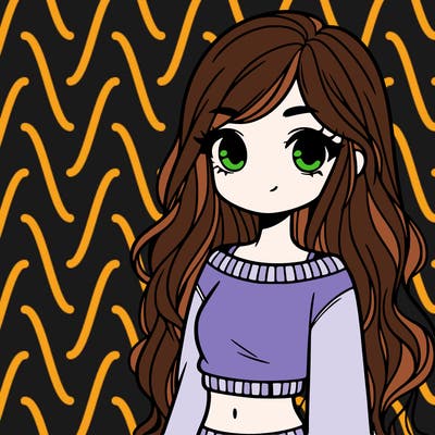 girl with long hair and a crop top with a sweater