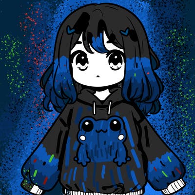 girl wearing frogging sweatshirt