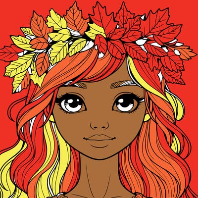 realistic girl with fall leaf crown