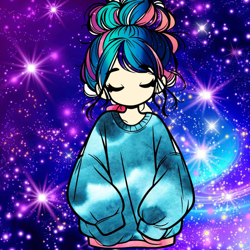 girl with baggy sweatshirt and messy bun