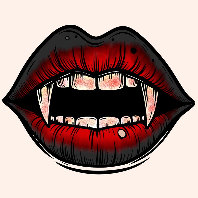 lips with vampire teeth