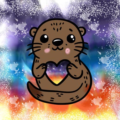 otter with a heart