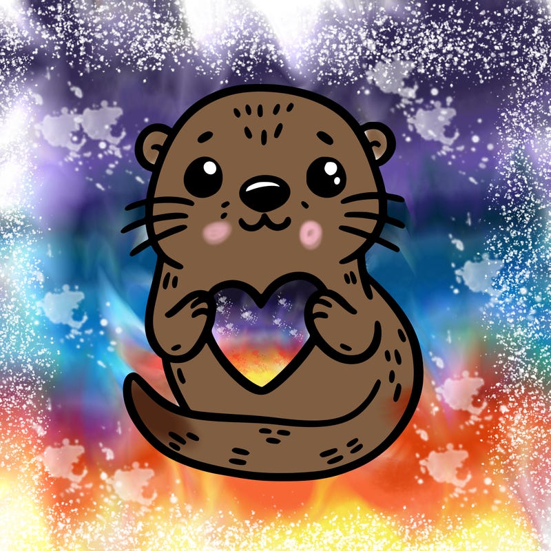 otter with a heart