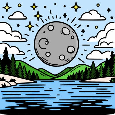 moonlight shining on a lake