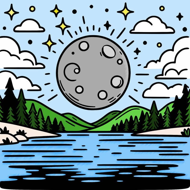 moonlight shining on a lake