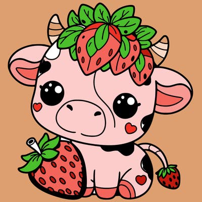 cute strawberry cow