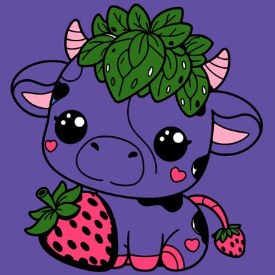 cute strawberry cow
