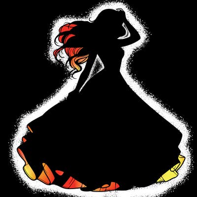 realistic woman with dress flowing in the wind