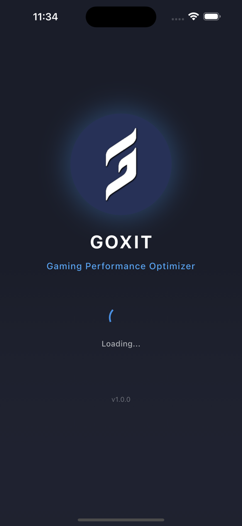 Pantalla de inicio de Goxit FF Tool con el logo y texto de optimizador de rendimiento de juegos