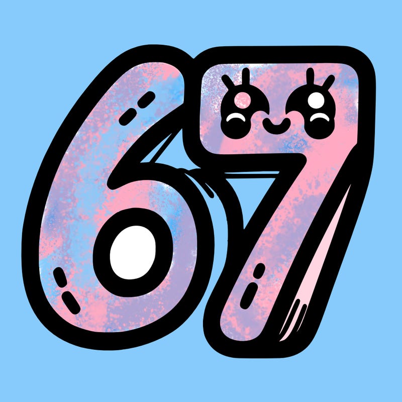 the numbers 67