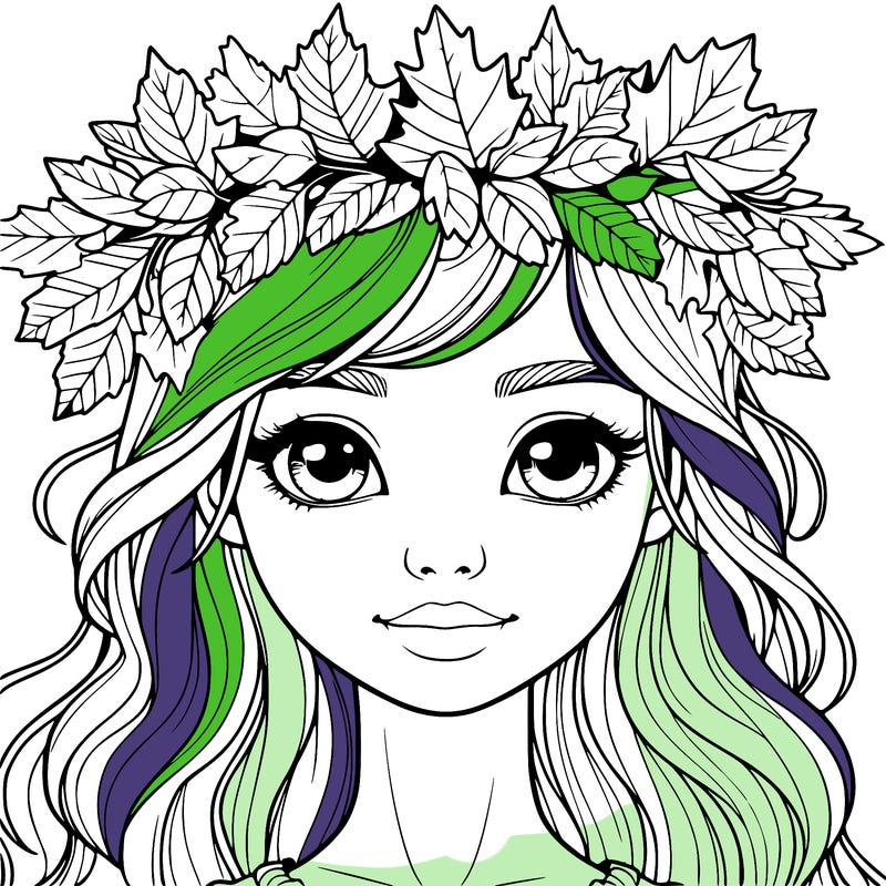 realistic girl with fall leaf crown