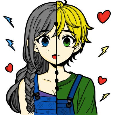 realistic girl boy split