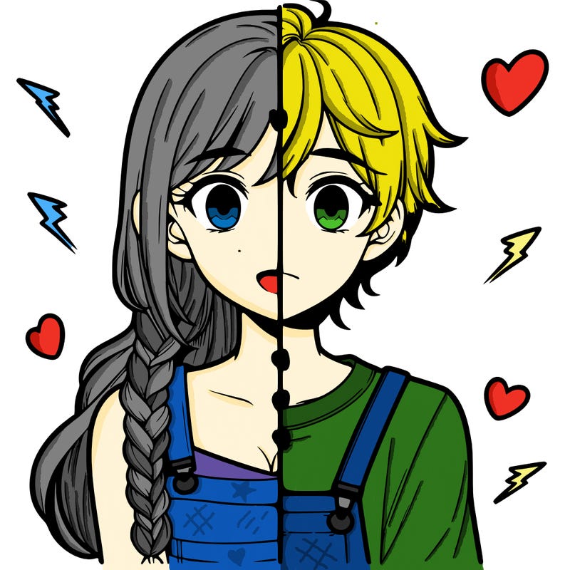 realistic girl boy split