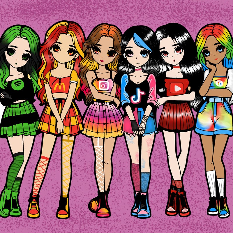 a group of girls realistic