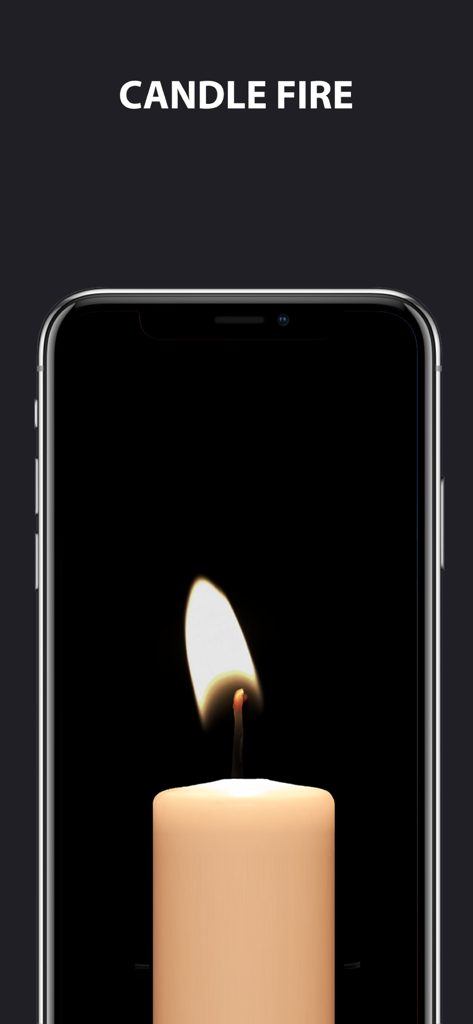 Flashlight for iPhone + iPad - Funzione animata di fuoco di candela sullo schermo dell'app Torcia per iPhone.