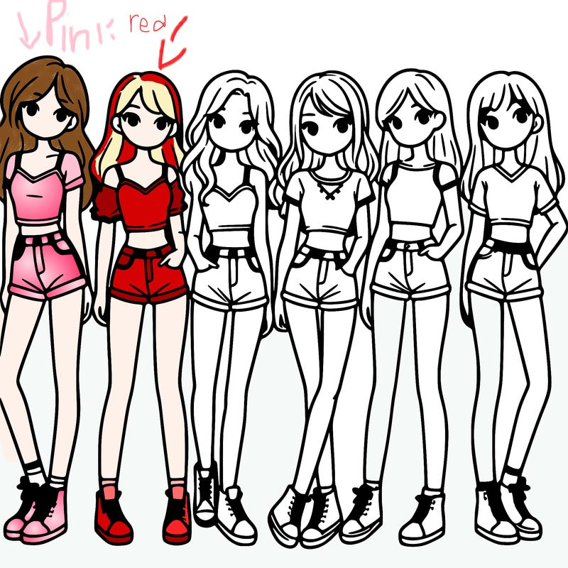 a group of girls wearing crop tops and shorts