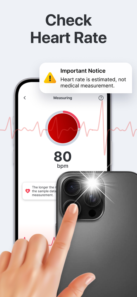 Heart Rate Monitor - Pulse HRV - A person using a smartphone camera and flash to measure heart rate in the Pulse HRV app
