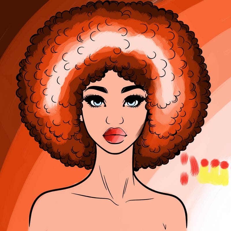 realistic lady with afro