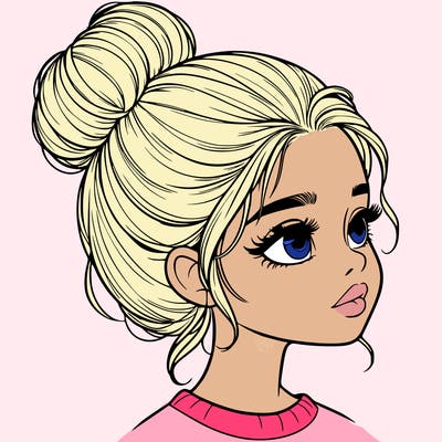 realistic girl with bun