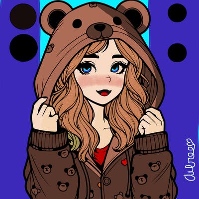 realistic girl in a animal pjs hoodie