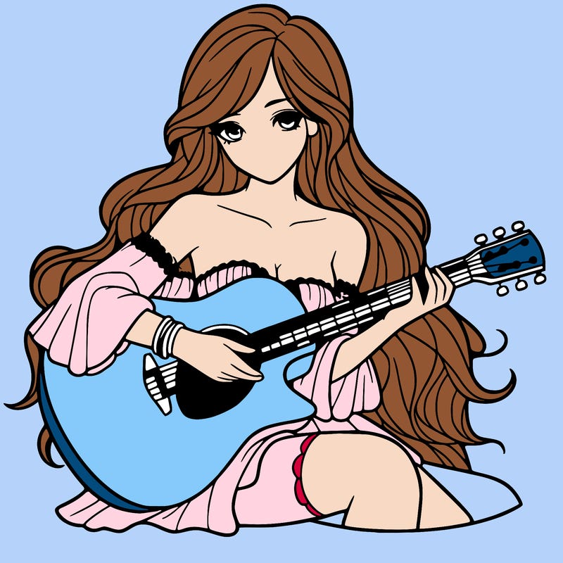 beautiful girl playing the guitar